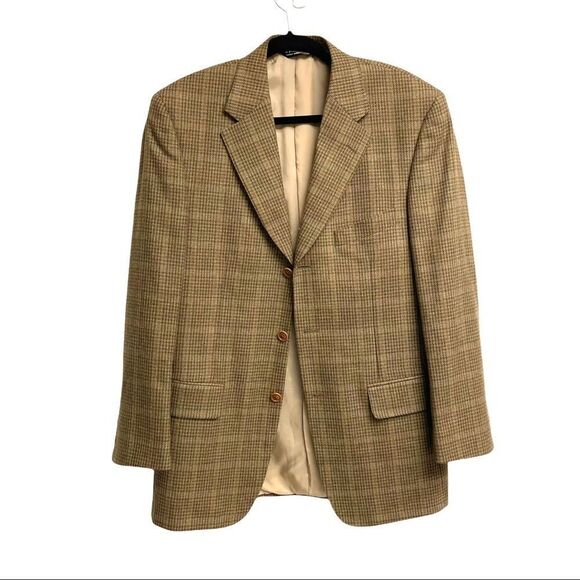 SAMUELSHON Wool Button Front Blazer Brown Tan 39R - Picture 3 of 11